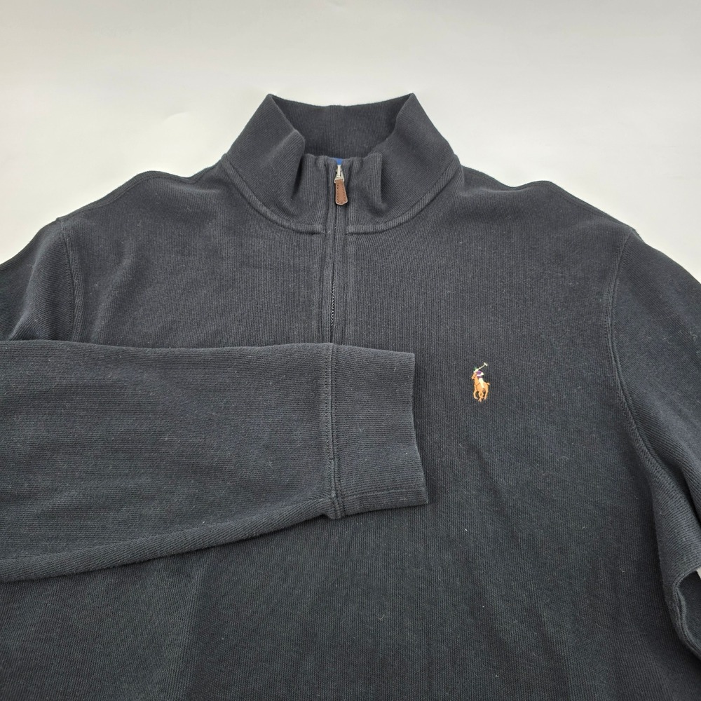 Polo Ralph Lauren Estate Rib Pullover Mens Quarter-Zip Black Size M